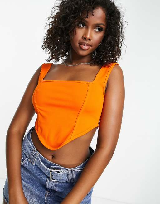 I Saw It First structured corset top in orange