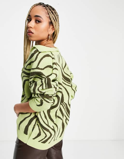 I Saw It First swirl printed cardigan in lime, 4 of 4