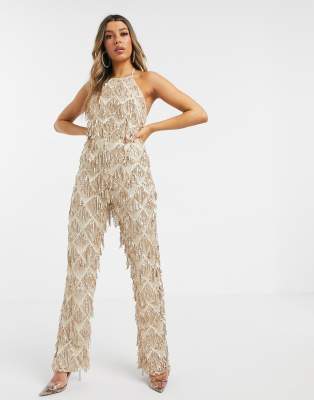 high neck sequin jumpsuit