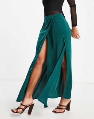 I Saw It First thigh split maxi skirt co ord in green