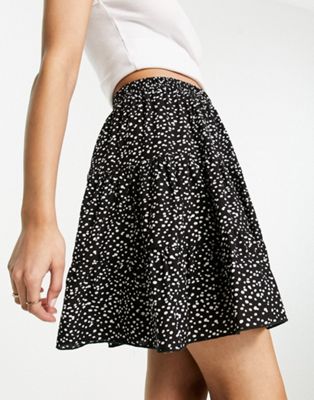 I Saw It First tiered ruffle mini skirt in black spot print - ASOS Price Checker