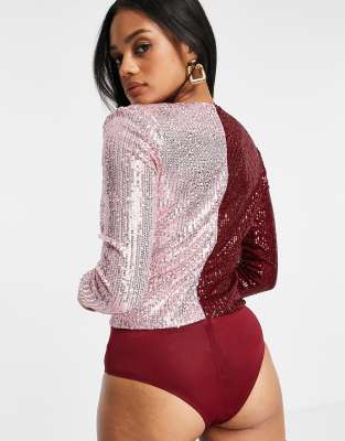 red sparkly body suit