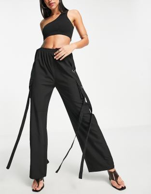 ASOS DESIGN soft oversized cargo pants with belt in ecru