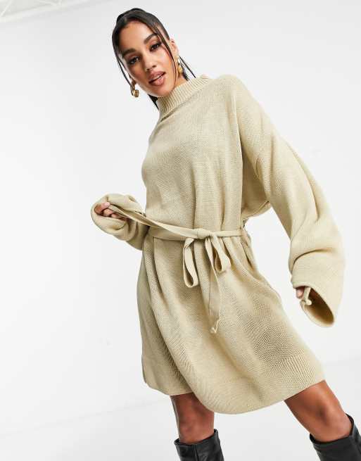 I Saw It First - Vestito maglione crema con cintura