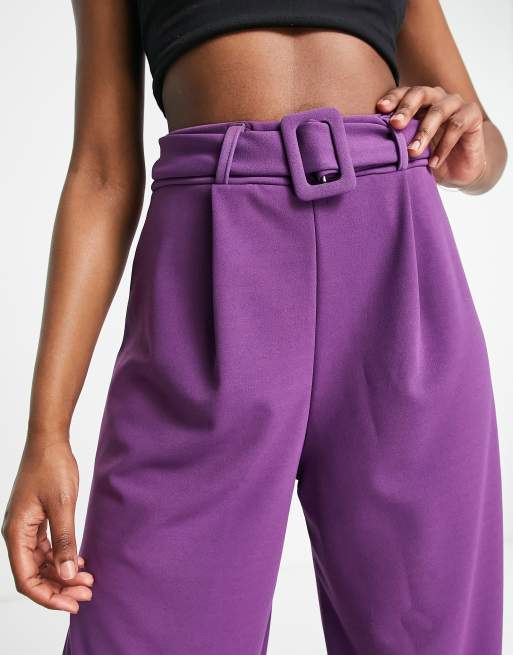 I Saw It First wide leg belted trouser co ord in purple