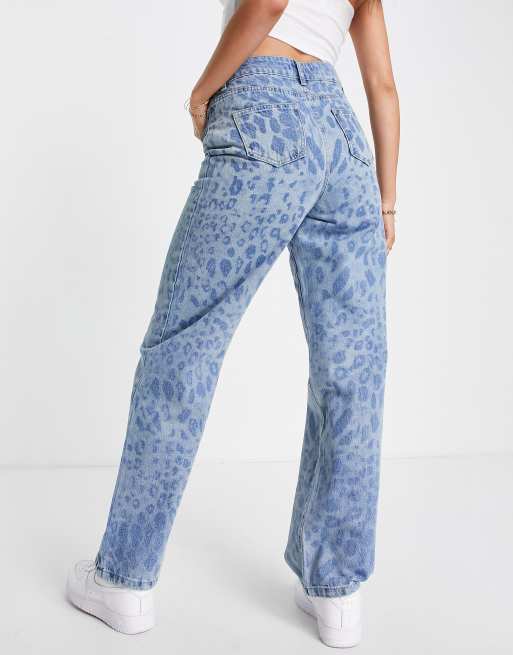 Leopard print shop wide leg jeans