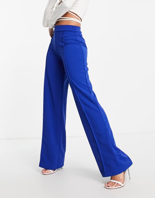 Blue Wide Leg Pants High Rise