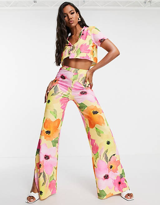 I Saw It First wide leg trouser co ord in multi floral print