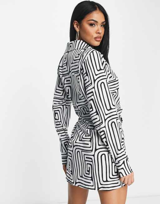 I Saw It First wrap mini dress in geo print | ASOS