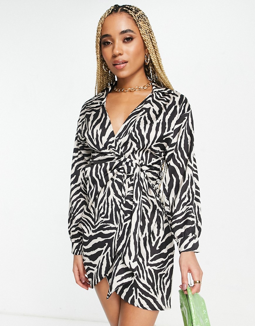 I Saw It First Wrap Mini Dress In Zebra Print-multi | ModeSens