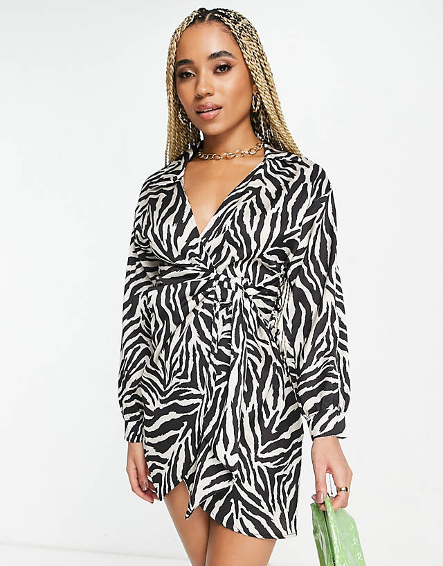 I Saw It First - wrap mini dress in zebra print