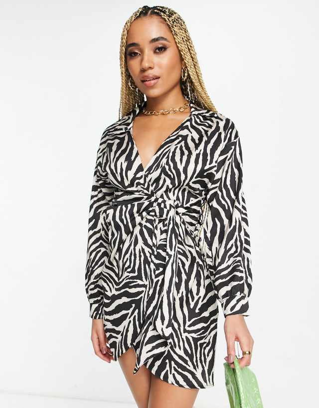 I Saw It First - wrap mini dress in zebra print