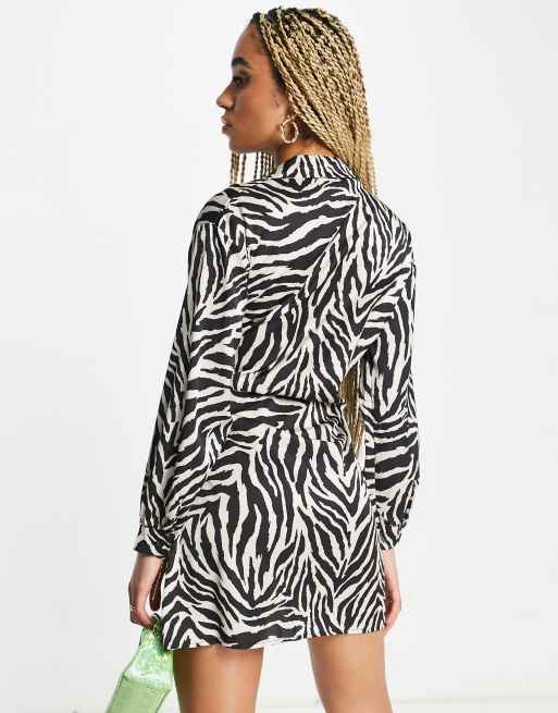 I Saw It First wrap mini dress in zebra print