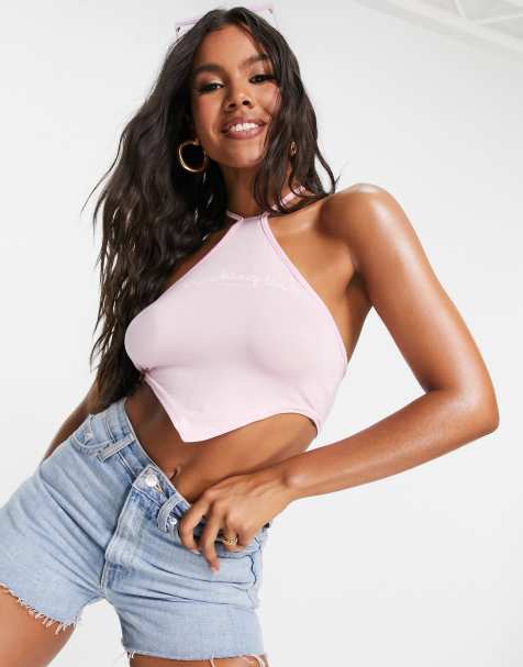 I Saw It First x Love Island motif scarf top in pink - view 1