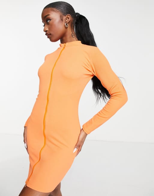 Orange zip hot sale dress