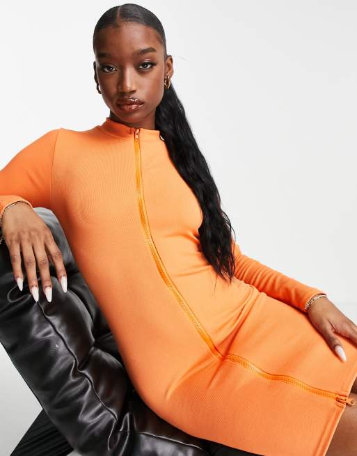 Orange zip outlet dress