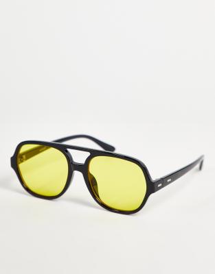 I Saw It First – Żółte okulary przeciwsłoneczne typu aviator o kroju oversize