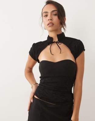 I.am.gia Aris Lace Corset Bolero Top Co-ord In Black