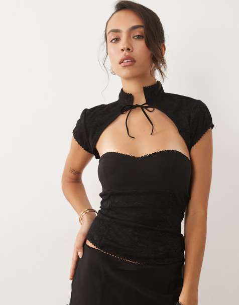 I.AM.GIA Aris lace corset bolero top in black (part of a set) - view 1