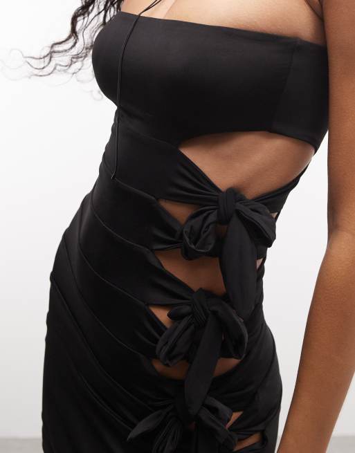 I.AM.GIA Arlo bandeau tie side cutout detail mini dress in black, 3 of 4