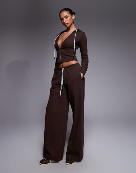 I.AM.GIA Arlo low rise ultra baggy trackies in brown and baby blue (part of a set) - view 1