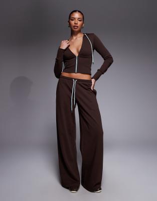 I.AM.GIA Arlo plunge cinch waist hoodie and baggy track joggers co-ord in brown and baby blue | ASOS