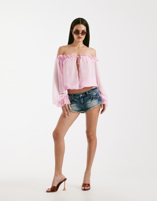 I.AM.GIA Aura frayed hem denim hot pants in distressed dark wash, 3 of 5
