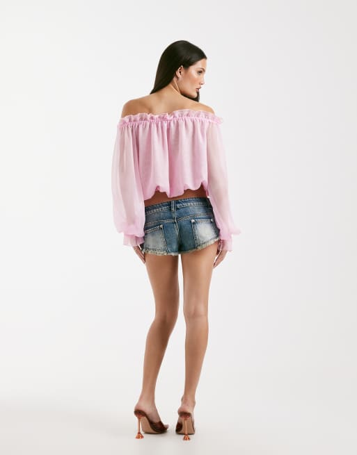 I.AM.GIA Aura frayed hem denim hot pants in distressed dark wash, 5 of 5