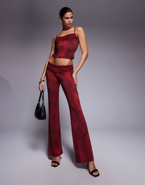 I.AM.GIA – Beau – Set mit rotem Schlangenmuster, bestehend aus Camisole-Oberteil mit doppelter Spitzenborte und Schlaghose - view 1