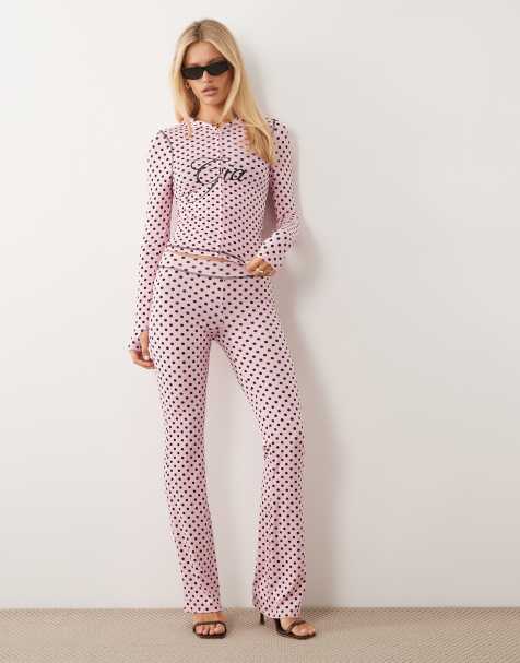 I.AM.GIA - Blare - Ensemble sweat à capuche zippé et pantalon de survêtement avec logo et coutures contrastantes - Rose et noir à pois - view 1