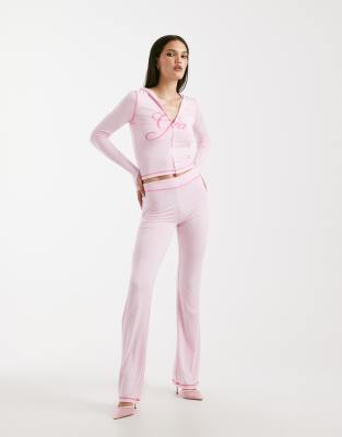 I.AM.GIA I.AM.GIA Blare logo back print contrast stitch track pant co-ord in baby pink