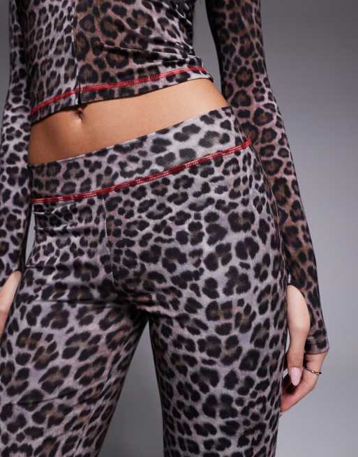 I.AM.GIA Blare logo back print contrast stitch track pant co-ord in dark leopard print, 5 of 5