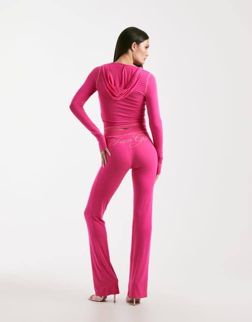 I.AM.GIA Blare logo back print contrast stitch track pant in hot pink - part of a set