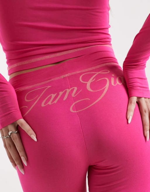 I.AM.GIA Blare logo back print contrast stitch track pant in hot pink - part of a set