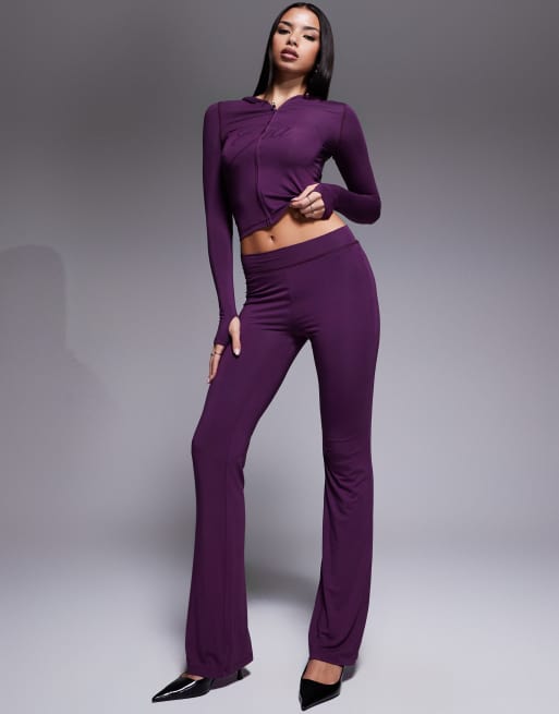 I.AM.GIA Blare logo back print contrast stitch track pant co-ord in plum, 2 of 5