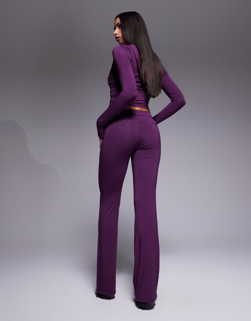 I.AM.GIA Blare logo back print contrast stitch track pant co-ord in plum, 4 of 5