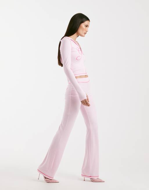 I.AM.GIA Blare logo back print contrast stitch track pant in baby pink - part of a set