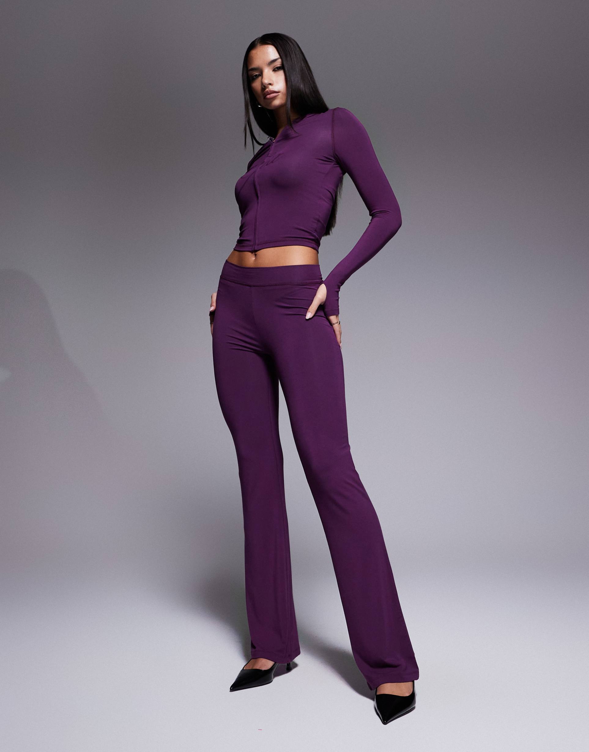 i.am.gia blare logo back print contrast stitch track pant in plum - part of a set