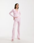 [I.AM.GIA] I.AM.GIA Blare logo back print contrast stitch track pants in baby pink (part of a set) 2XS Baby pink