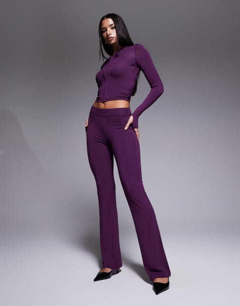 I.AM.GIA Blare logo back print contrast stitch track pants in plum (Part of a set) - view 1