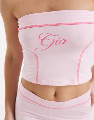 I.am.gia Blare Logo Contrast Stitch Bandeau Top In Pink