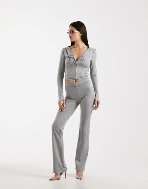 I.AM.GIA Blare logo contrast stitch track pants and zip through hoodie set in gray - view 1