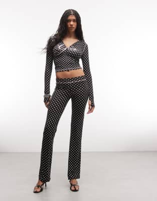 I.AM.GIA Blare logo contrast stitch zip through hoodie and track pant co-ord in black and pink polka dot | ASOS
