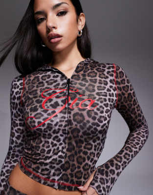 I.am.gia Blare Logo Contrast Stitch Zip Through Hoodie Co-ord In Animal Print