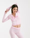[I.AM.GIA] I.AM.GIA Blare logo contrast stitch zip through hoodie in baby pink (part of a set) 2XS Baby pink