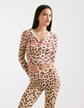 [I.AM.GIA] I.AM.GIA Blare logo contrast stitch zip-through hoodie in leopard (Part of a set)-Multi 2XS LEOPARD