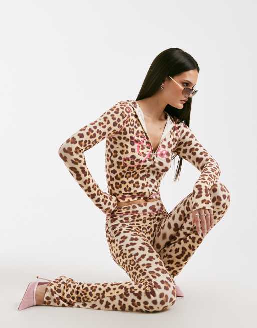 I.AM.GIA Blare logo contrast stitch zip up hoodie in leopard - part of a set