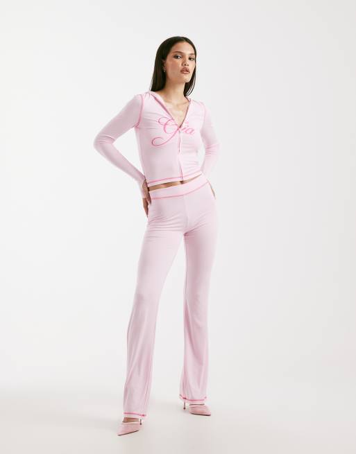 I.AM.GIA - Blare - Pantaloni sportivi rosa tenue con logo stampato sul retro e cuciture a contrasto in coordinato