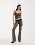 [I.AM.GIA] I.AM.GIA Blare sculpting slinky contrast crossover waist flared pants in leopard (part of a set)-Multi 2XS LEOPARD