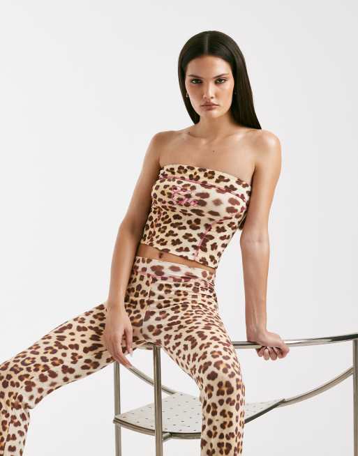 I.AM.GIA – Blare – Top bandeau w cętki z kontrastowymi szwami i logo, część zestawu